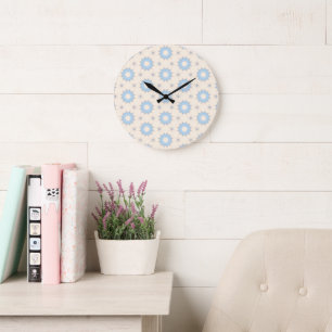 Grande Horloge Ronde Géométrie Blue Starburst