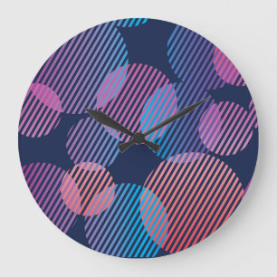 Grande Horloge Ronde Géométrie tropicale : Conception nocturne violette