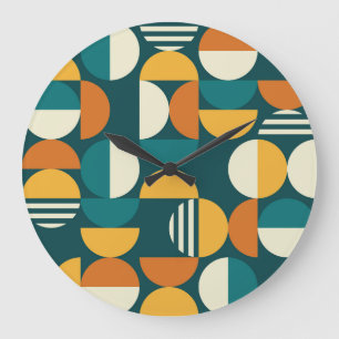 Grande Horloge Ronde Géométrique Du Milieu Du Siècle : Conception Rétro