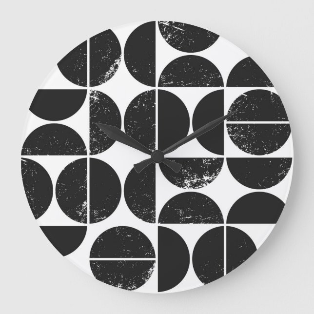 Grande Horloge Ronde Géométrique minimaliste : Semicules scandinaves. (Recto)