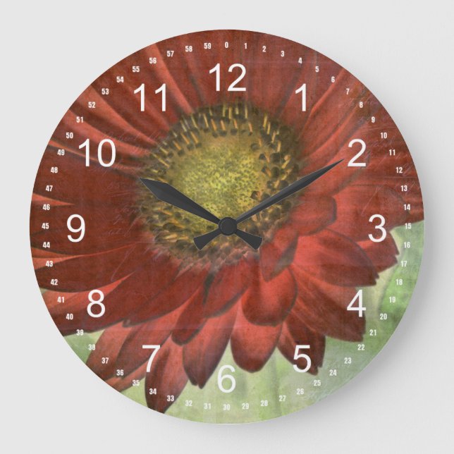 Grande Horloge Ronde Gerbera rouge (Recto)