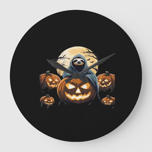 Grande Horloge Ronde Ghostly Sloth's Midnight Haunt Classic T-Shirt (Recto)