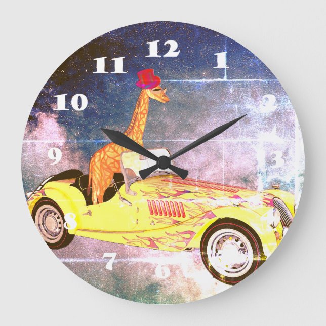 Grande Horloge Ronde Girafe dans l'horloge murale spatiale (Recto)
