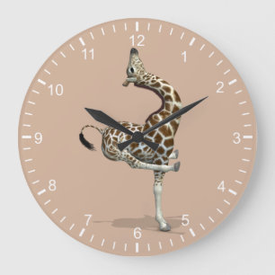 Grande Horloge Ronde Girafe sportive drôle