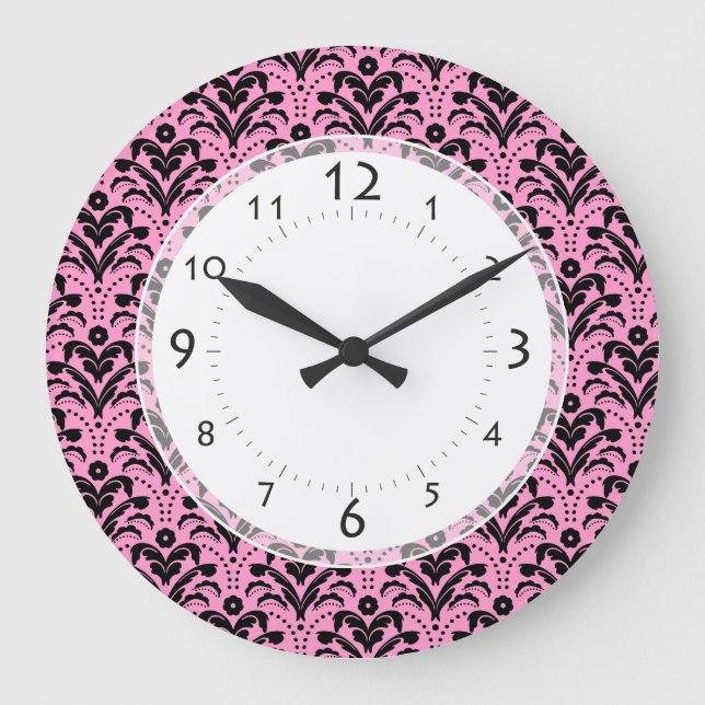 Grande Horloge Ronde Girl's Menacom, Salon Art Deco Pink and Black (Recto)