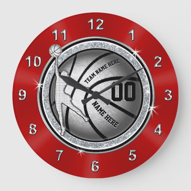 Grande Horloge Ronde Girls Night Basketball Gift Ideas, Custom (Recto)