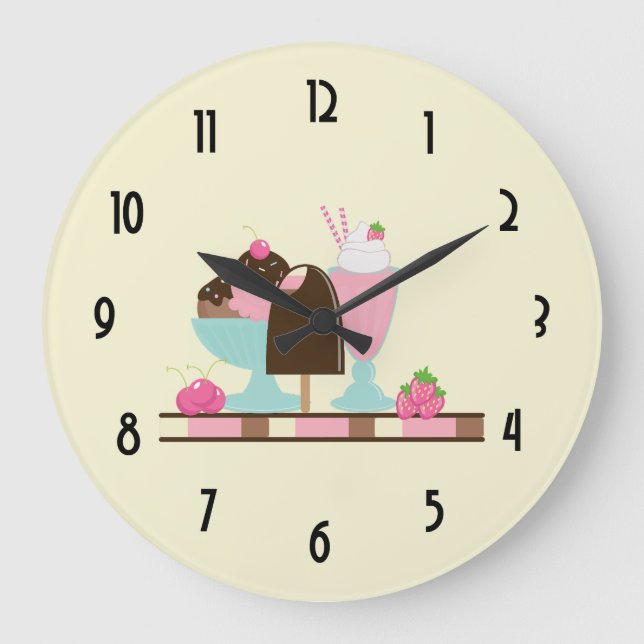 Grande Horloge Ronde Glace Sundae et autres friandises délicieuses (Recto)