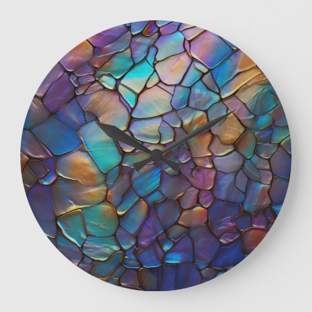 Grande Horloge Ronde Glam Iridescente Opal Gemstone Tissu (Recto)