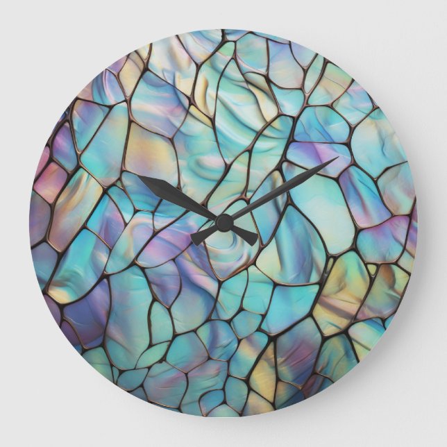 Grande Horloge Ronde Glam Iridescente Opal Gemstone Tissu (Recto)