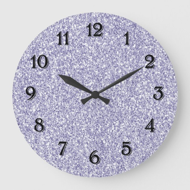 Grande Horloge Ronde Glam Lavender Lilac Purple Glitter       (Recto)
