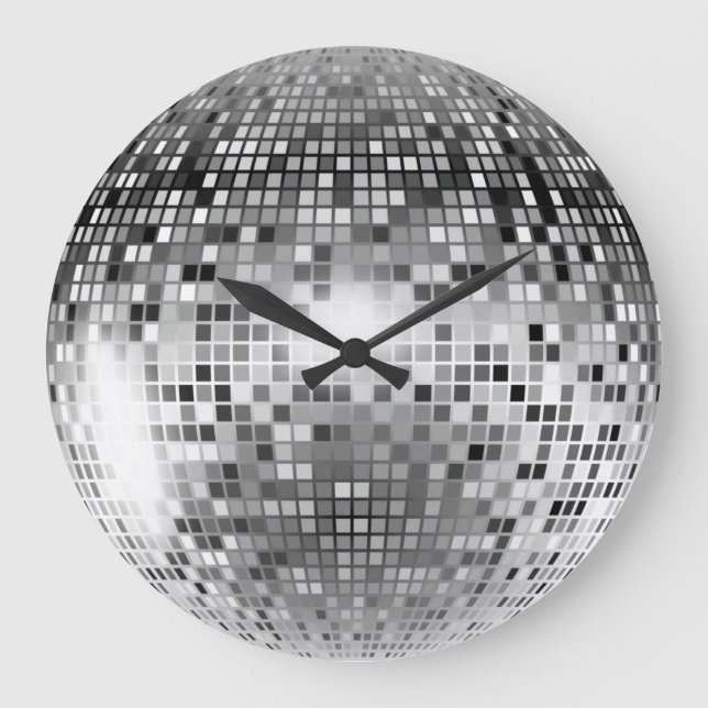 Grande Horloge Ronde Glamour de soirée à bille Disco Argent (Recto)