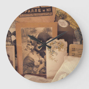 Grande Horloge Ronde Glamour nostalgique : Portraits russes Vintages.