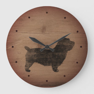 Grande Horloge Ronde Glen d'Imaal Terrier Silhouette de style rustique
