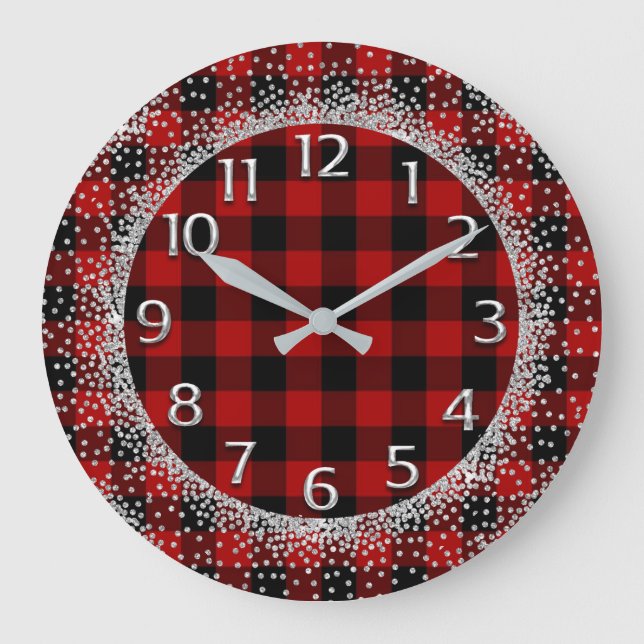 Grande Horloge Ronde Glitter Grey Numbers Buffalo Lumberjack (Recto)