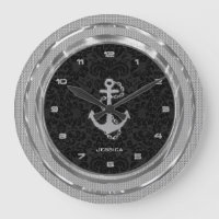 Glitter Nautical Anchor Black Background