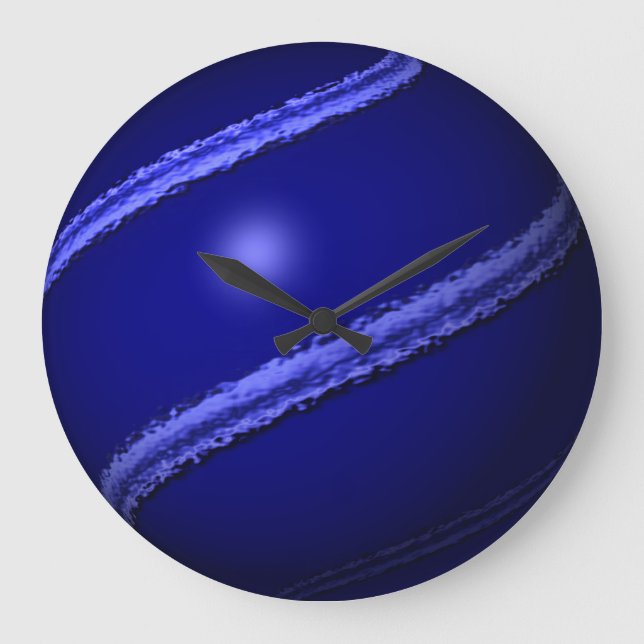 Grande Horloge Ronde Globe de la ligne bleue mince (Recto)
