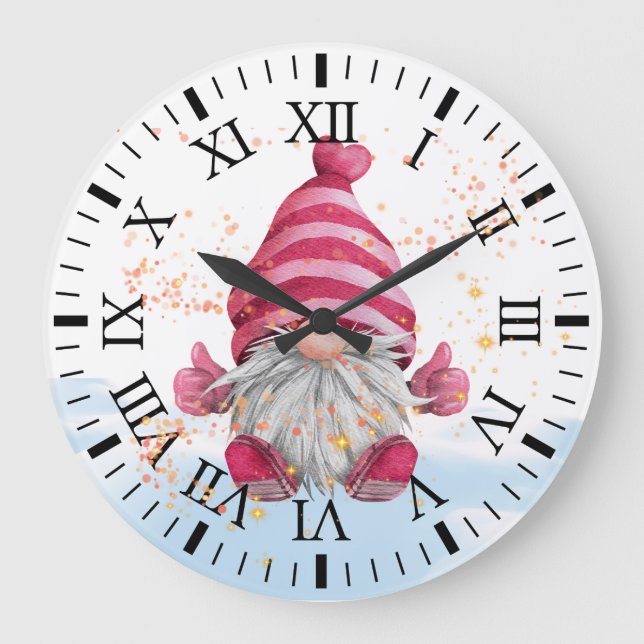 Grande Horloge Ronde Gnome dans l'horloge à neige (Recto)