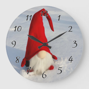 Grande Horloge Ronde Gnome scandinave de Noël
