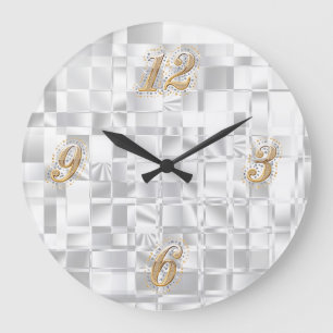 Grande Horloge Ronde Gold and Silver Bling Wall Clock
