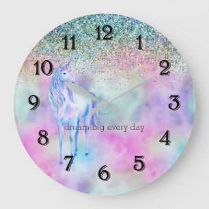 Grande Horloge Ronde Gold Aqua Parties scintillant Purple White    