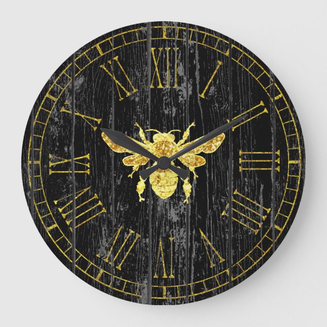 Grande Horloge Ronde Gold Bee Votre Arrière - plan de couleur (Recto)