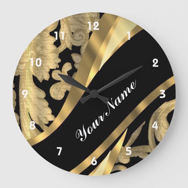 Grande Horloge Ronde Gold & black damask swirl (Recto)