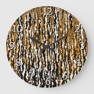 Grande Horloge Ronde Gold & Black Modern Safari Rain Jungle Glam