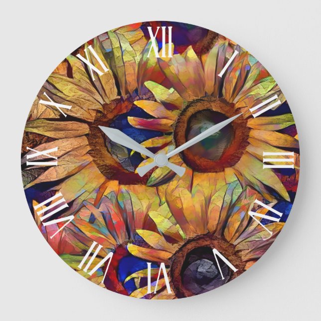 Grande Horloge Ronde Gold Bouquet Sunflowers (Recto)