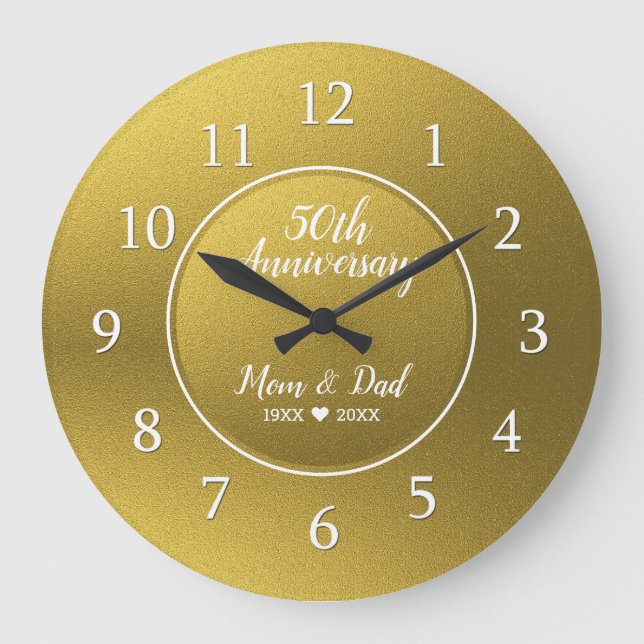 Grande Horloge Ronde Gold Glitter Golden 50th Wedding Anniversary (Recto)