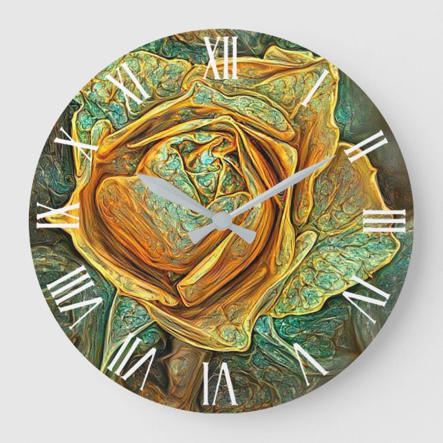 Grande Horloge Ronde Gold Green Unique Rose Art Dream (Recto)