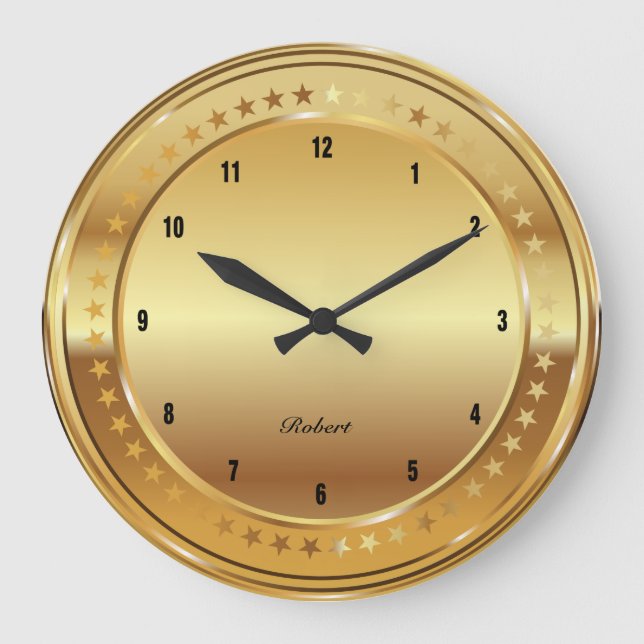 Grande Horloge Ronde Gold métallc texture circle and stars (Recto)