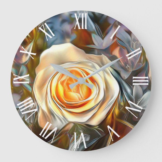 Grande Horloge Ronde Gold Orange Popular Unique Rose Art Dream (Recto)