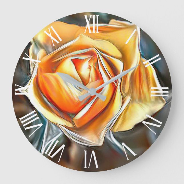 Grande Horloge Ronde Gold Orange tendance Unique Rose Art Dream (Recto)