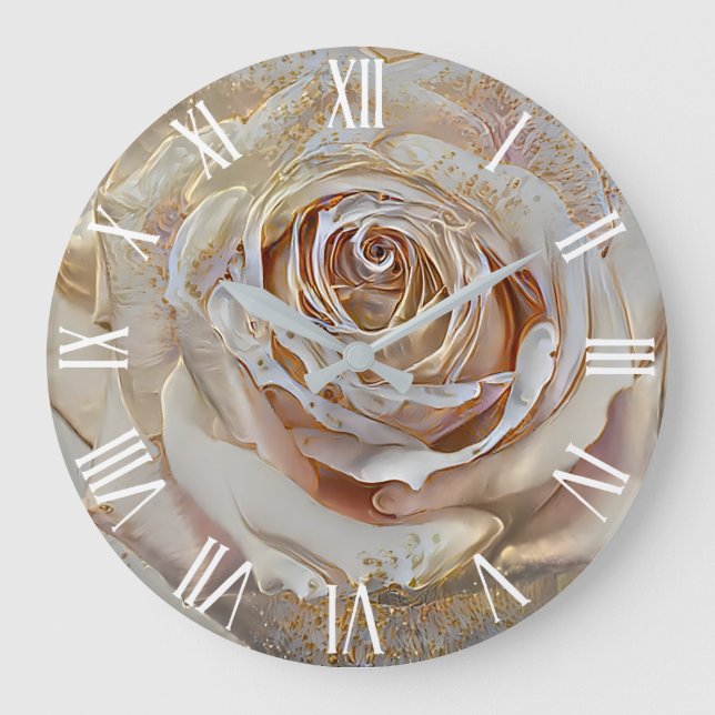 Grande Horloge Ronde Gold Silk Simple Unique Rose Art Dream (Recto)