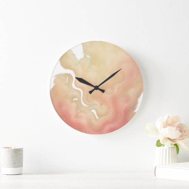 Grande Horloge Ronde Golden Cloud Whispers Abstract (Maison)