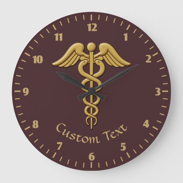 Grande Horloge Ronde Golden Double Snake Caduceus (Recto)