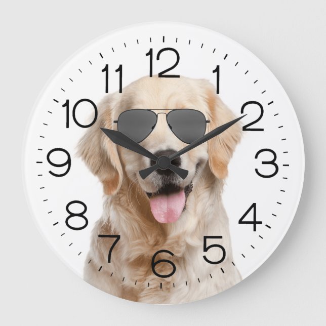 Grande Horloge Ronde Golden Retriever with Sung Large Clock (Recto)