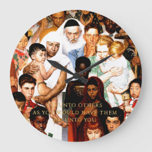 Grande Horloge Ronde Golden Rule (Do to other) par Norman Rockwell