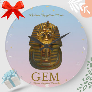 Grande Horloge Ronde Golden Tutankhamun Wall Clock GEM