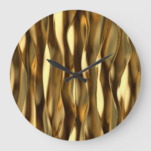 Grande Horloge Ronde Golden Wave 3D Render.