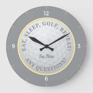 Grande Horloge Ronde Golf Ball Sports Golf Quote-part gris et jaune