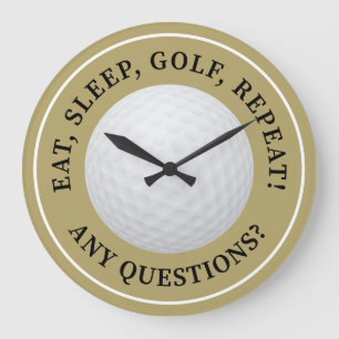 Grande Horloge Ronde Golf Ball Sports Golfing Funny Quota