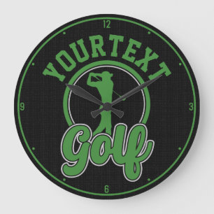 Grande Horloge Ronde Golf personnalisé AJOUTER NOM Retro Pro Golfer Swi