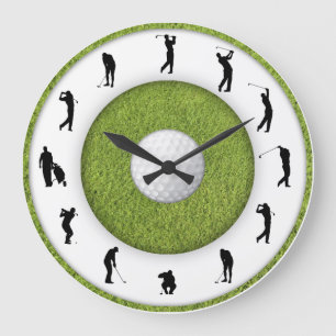 Grande Horloge Ronde Golfer Figure Grass Design Clock