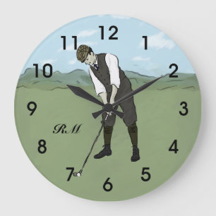 Grande Horloge Ronde golfeur de style Vintage personnalisé