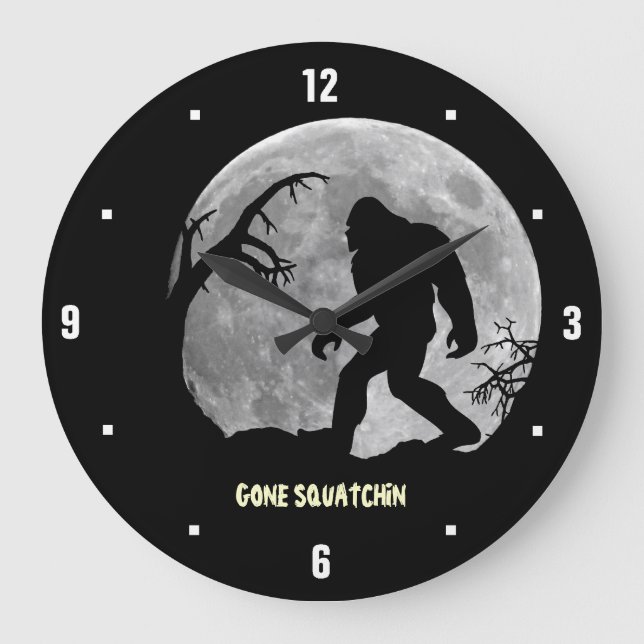 Grande Horloge Ronde Gone Squatching avec lune et silhouette (Recto)