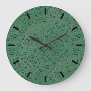 Grande Horloge Ronde gouttelettes d'eau vertes