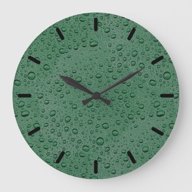 Grande Horloge Ronde gouttelettes d'eau vertes (Recto)