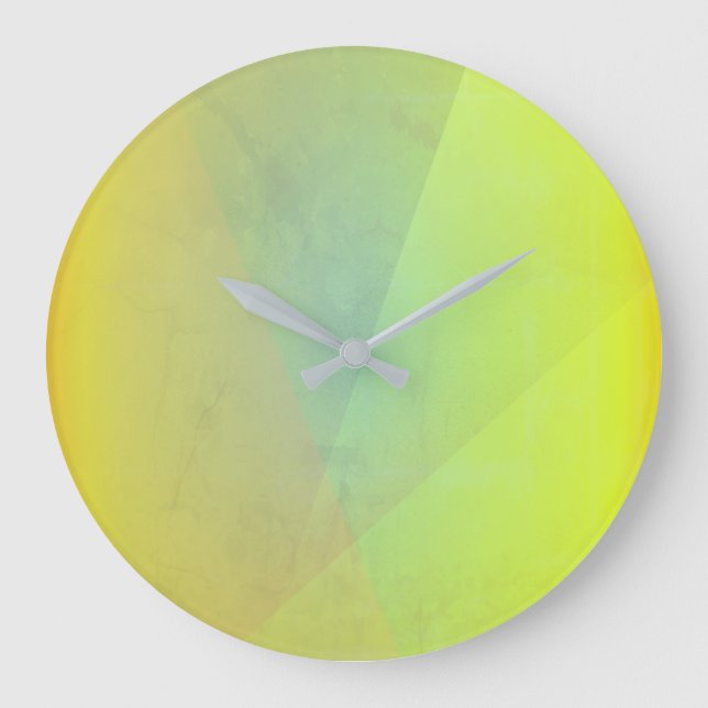 Grande Horloge Ronde Gradation géométrique jaune moderne (Recto)