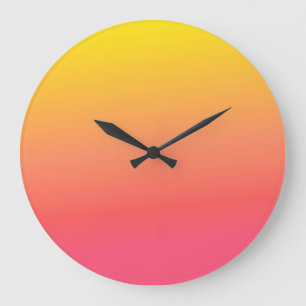 Grande Horloge Ronde Gradient jaune et rose